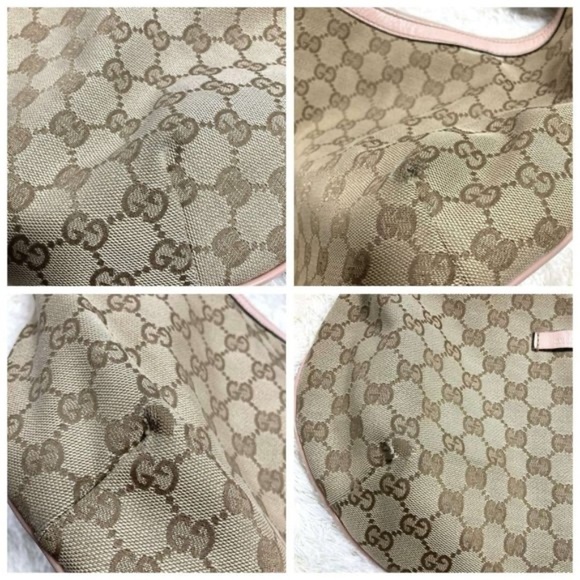 100% Authentic Gucci GG Canvas Beige Pink  Shoulder Bag - Picture 10 of 16